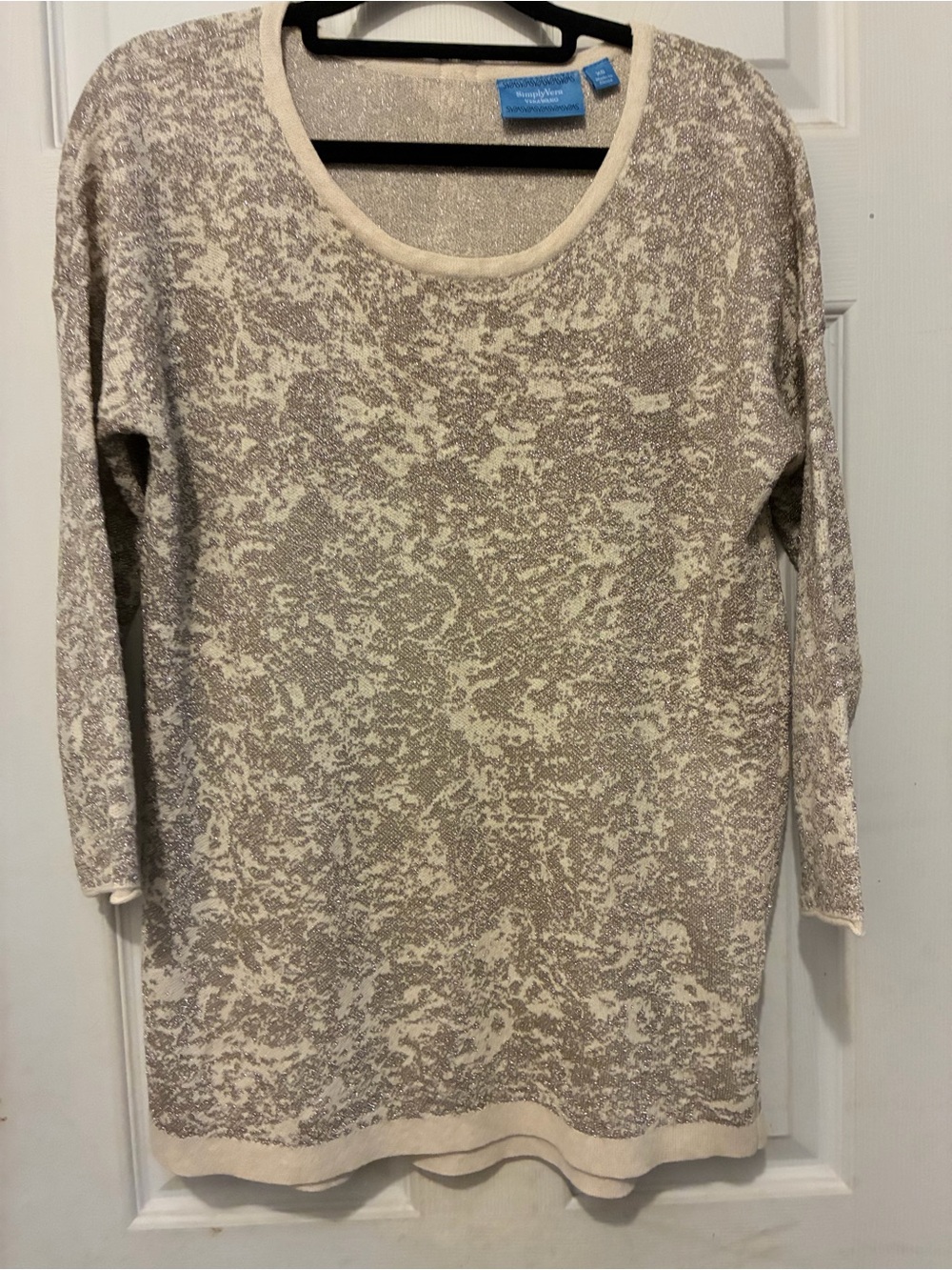 Vera WangCream and Taupe Marled Scoop Neck Women’s Sweater